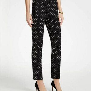 Ann Taylor Petite Dot Cotton Stretch Crop Pant SZ 2P